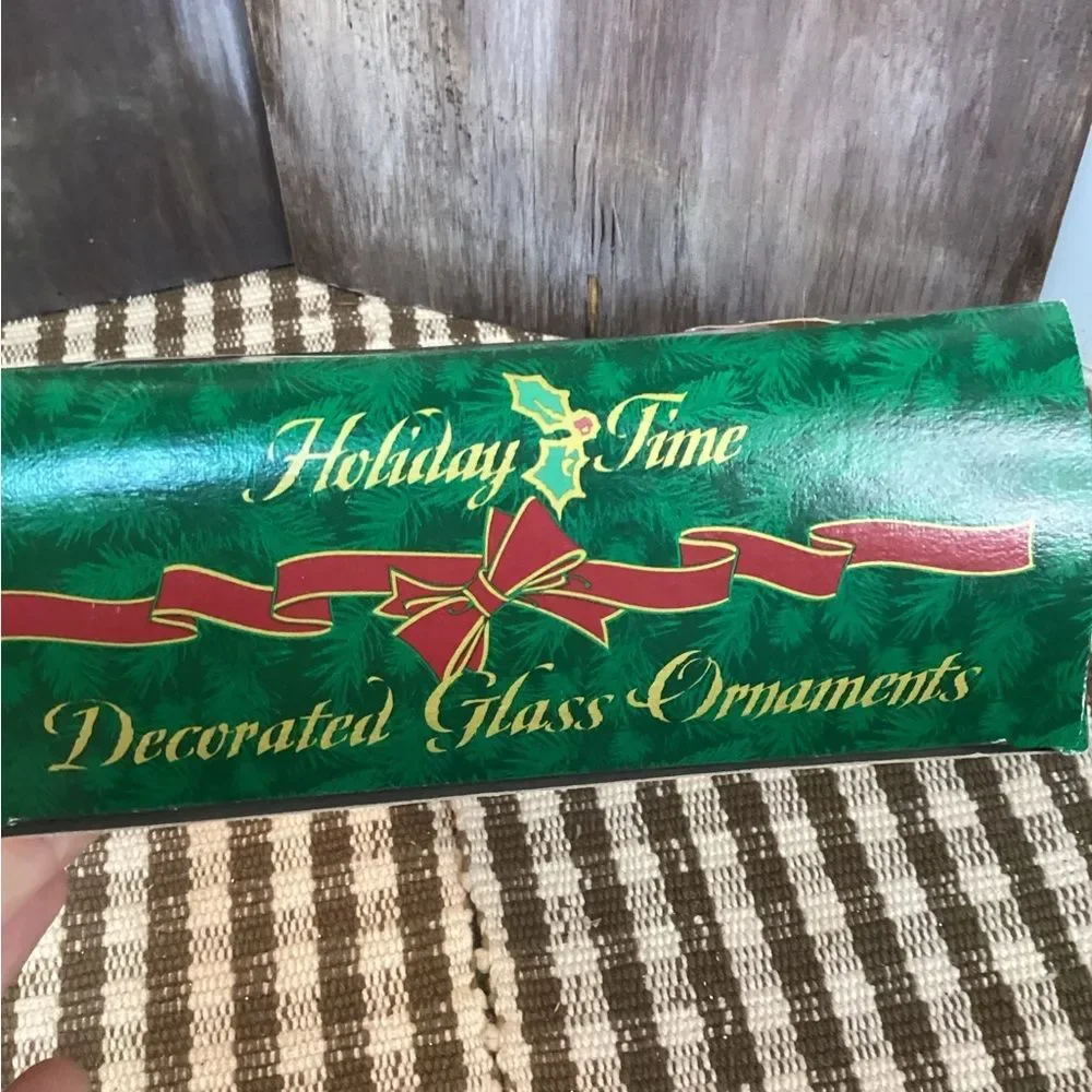 Rauch Glass Red Holiday Time Christmas Ornaments in Box Made in USA Set of 8